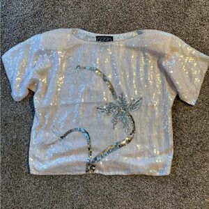 NWT Vintage J.L.B. Silk Sequin and Beaded Top Size Large